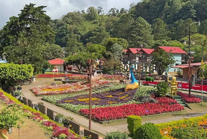 Flower gardens and landscaped park in Boquete, Chiriquí, Panama