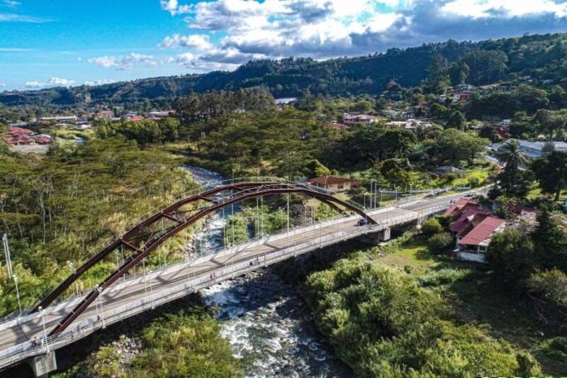 Metal arch bridge over the Caldera River in Boquete, Chiriquí, Panama